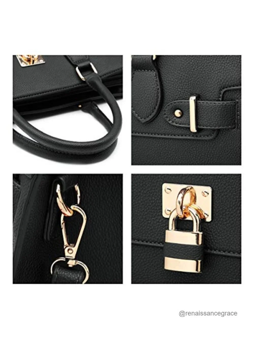 Ladies Vegan Leather Satchel Tote Work Bag with Matching Clutch